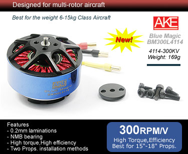 A.K.E BLUEMagic BM300L4114多轴飞行器盘式无刷马达(300KV/高效率)