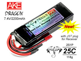 特价：A.K.E DRAGON 7.4V/2200mAh/25C锂电池组(通用及接收电)